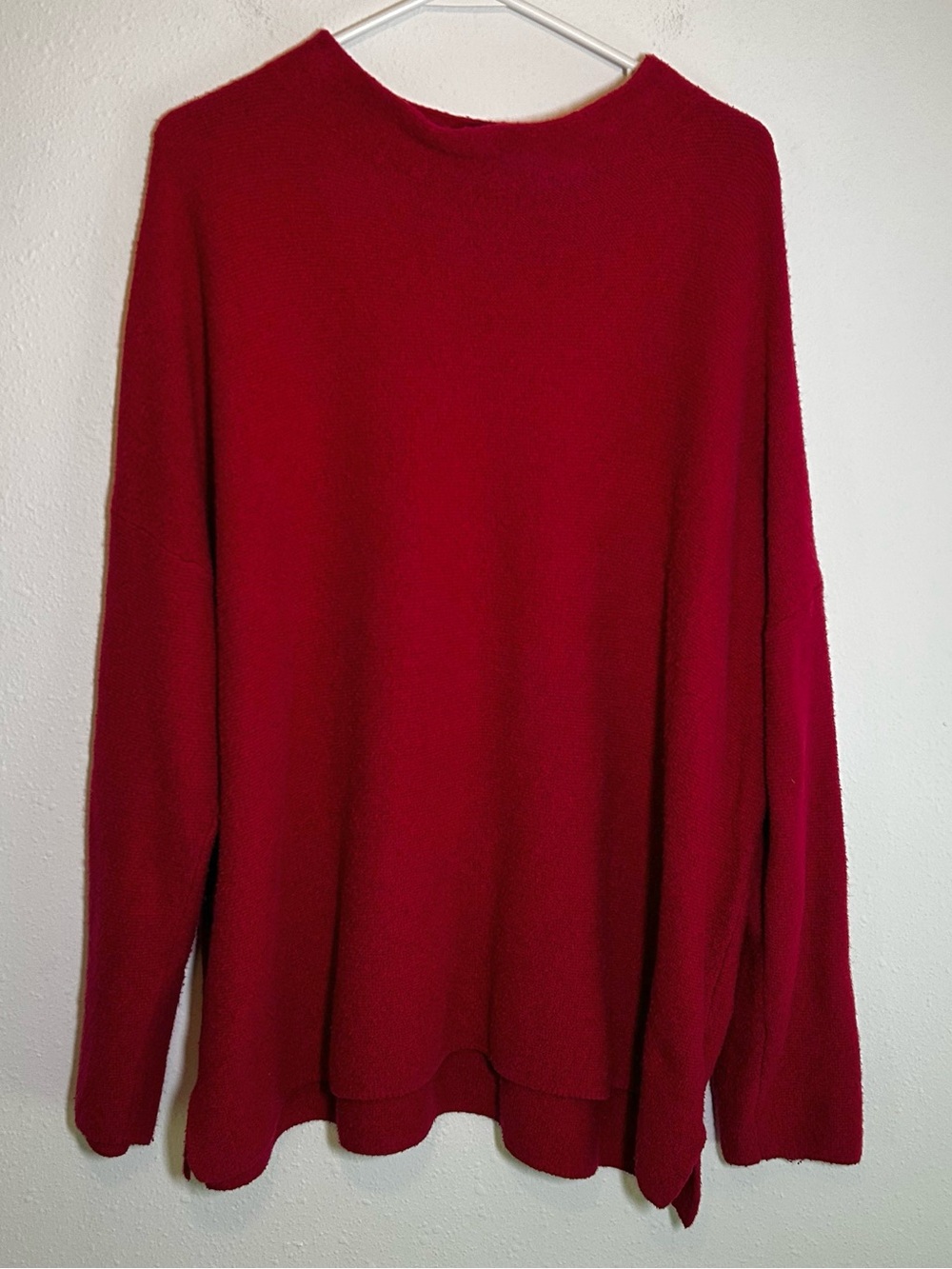 J. Jill Sweater Tunic Top Women’s 2X XXL Red Maroon Textured Knit Drop Sleeve